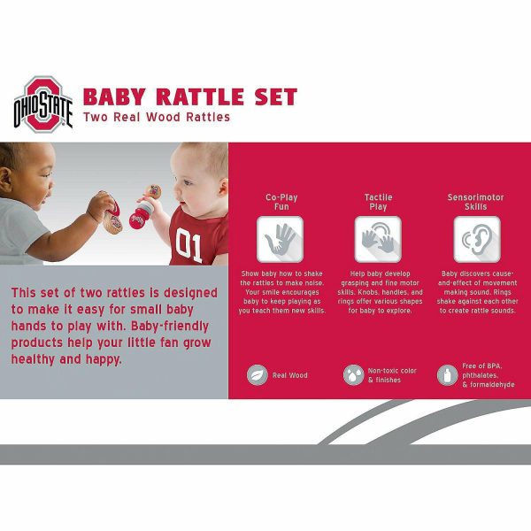 Baby Toys |   Ohio State Buckeyes – Baby Rattles 2-Pack Novelty Toys Baby Toys