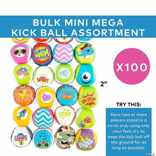 Balls |   2″ Bulk 100 Pc. Mini Mega Everyday Fun Vinyl Kick Ball Assortment Balls Balls