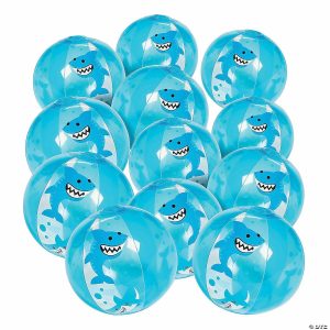 Balls |   5″ Mini Inflatable Smiling Shark Blue Vinyl Beach Balls – 12 Pc. Balls Balls