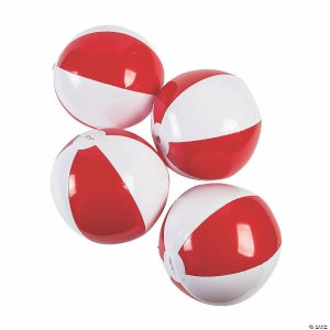 Balls |   Inflatable 11″ Red & White Medium Beach Balls – 12 Pc. Balls Balls