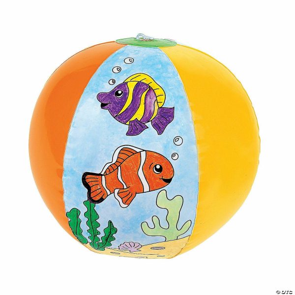 Balls |   Inflatable 12″ Color Your Own Fish Large Beach Balls – 12 Pc. Balls Balls