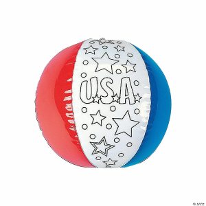 Balls |   Inflatable 12″ Color Your Own Patriotic Large Beach Balls – 12 Pc. Balls Balls