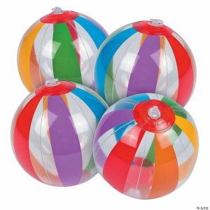 Balls |   Mini Inflatable 5″ Clear Rainbow Beach Balls – 12 Pc. Balls Balls