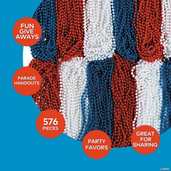 Bead Necklaces |   30″ Bulk 1008 Pc. Patriotic Red, White & Blue Bead Necklace Assortment Bead Necklaces Bead Necklaces