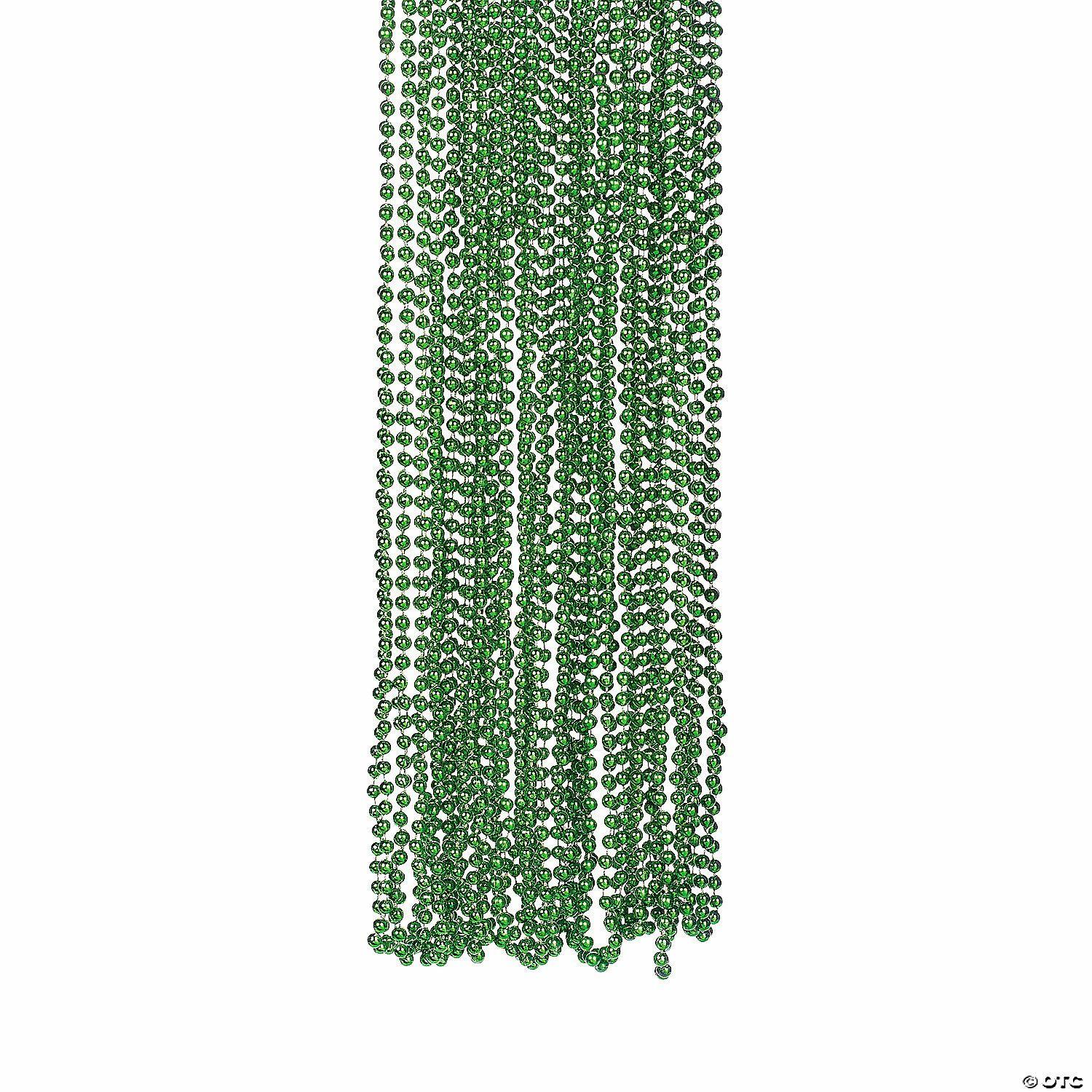 Bead Necklaces |   30″ Bulk 48 Pc. Green Metallic Plastic Bead Necklaces Green-Metallic Bead Necklaces Bead Necklaces