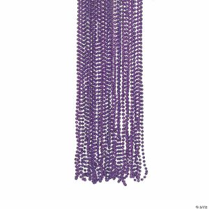 Bead Necklaces |   30″ Bulk 48 Pc. Metallic Purple Plastic Bead Breakaway Necklaces Purple-Metallic Bead Necklaces Bead Necklaces