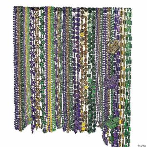 Bead Necklaces |   Bulk 100 Pc. Metallic Mardi Gras Bead Necklace Assortment Bead Necklaces Bead Necklaces