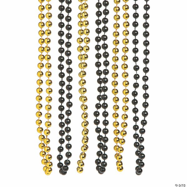 Bead Necklaces |   Bulk 48 Pc. Black & Gold Bead Necklaces Bead Necklaces Bead Necklaces