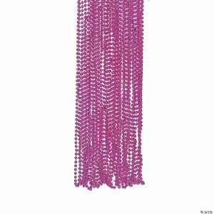 Bead Necklaces |   Bulk 48 Pc. Fuchsia Metallic Bead Necklaces Fuchsia Bead Necklaces Bead Necklaces