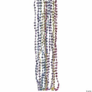 Bead Necklaces |   Bulk 48 Pc. Happy Easter Metallic Bead Necklaces Bead Necklaces Bead Necklaces