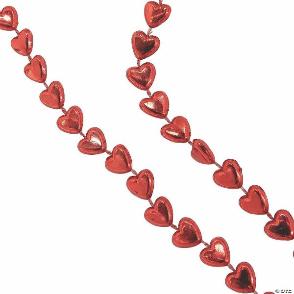 Bead Necklaces |   Bulk 48 Pc. Heart-Shaped Mardi Gras Bead Necklaces Bead Necklaces Bead Necklaces