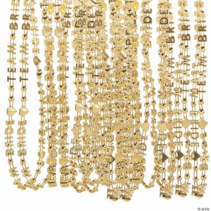 Bead Necklaces |   Gold Team Bride Beaded Necklaces – 24 Pc. Bead Necklaces Bead Necklaces