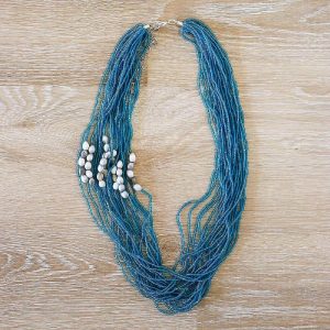 Bead Necklaces |   Khutsala™ Artisans Blue Long Beaded Necklace – 1 Piece Bead Necklaces Bead Necklaces