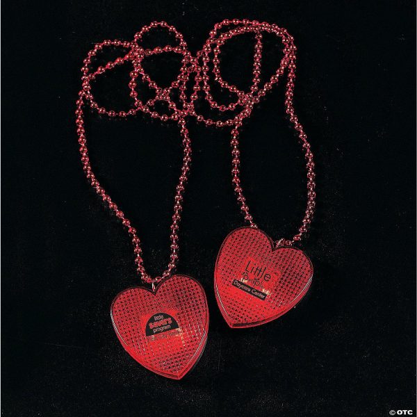 Bead Necklaces |   Valentine Bead Necklaces with Light-Up Heart – 12 Pc. Bead Necklaces Bead Necklaces