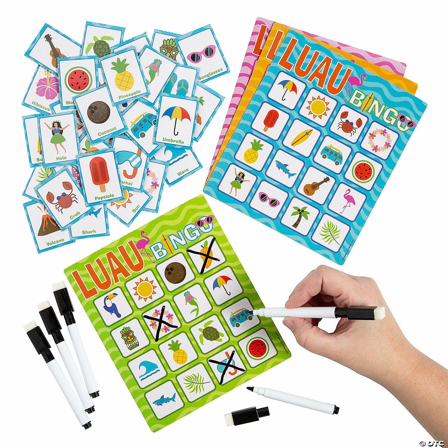 Bingo Games |   Luau Dry Erase Bingo Game for 12 Bingo Games Bingo Games