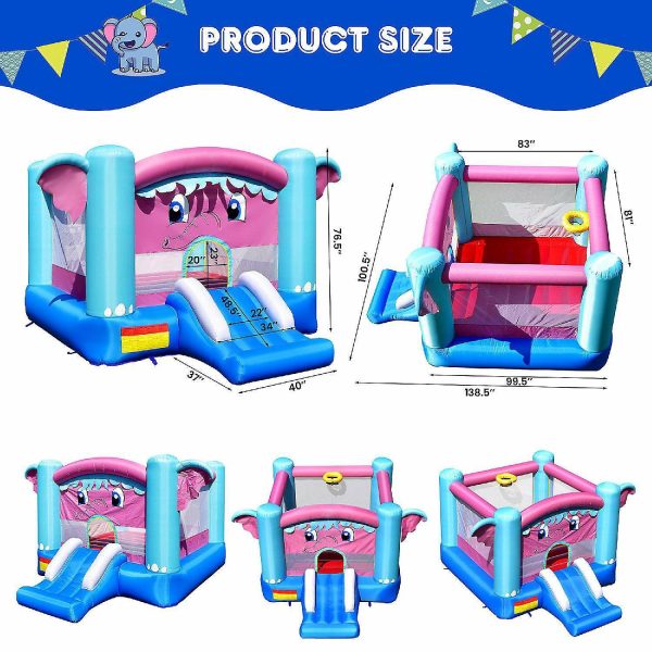 Bounce Houses |   Costway Inflatable Bounce House 3-in-1 Elephant Theme Inflatable Castle without Blower Bounce Houses Bounce Houses