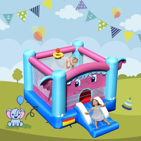 Bounce Houses |   Costway Inflatable Bounce House 3-in-1 Elephant Theme Inflatable Castle without Blower Bounce Houses Bounce Houses