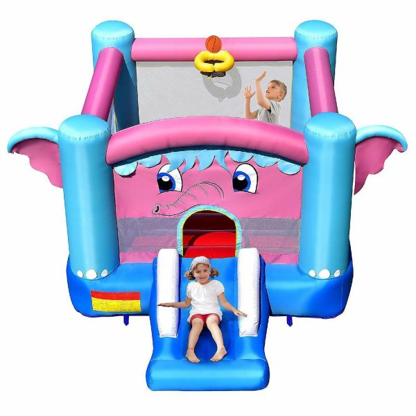 Bounce Houses |   Costway Inflatable Bounce House 3-in-1 Elephant Theme Inflatable Castle without Blower Bounce Houses Bounce Houses