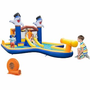 Bounce Houses |   Inflatable Water Slide Park Bounce House Splash Pool Water Cannon w/ 750W Blower Bounce Houses Bounce Houses