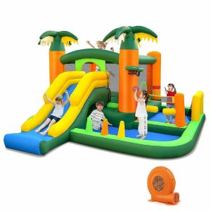 Bounce Houses |   Tropical Inflatable Bounce Castle, 8-in-1 Giant Jumping House w/ 750W Blower Bounce Houses Bounce Houses