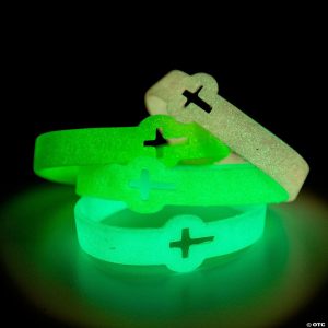 Bracelets |   7 1/2″ Religious Glow-in-the-Dark Cutout Cross Rubber Bracelets – 12 Pc. Bracelets Bracelets