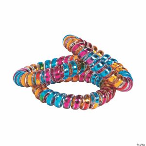 Bracelets |   Iridescent Phone Cord Spiral Bracelets – 12 Pc. Bracelets Bracelets