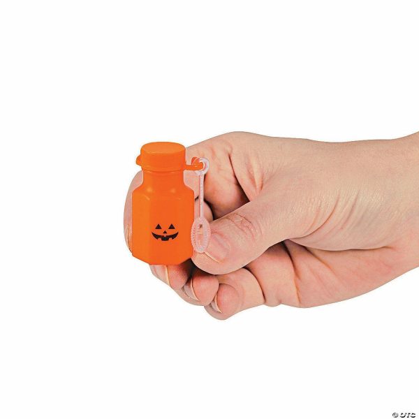 Bubbles |   1 3/4″ Bulk 144 Pc. Mini Orange Jack-O&’-Lantern Bubble Bottles Bubbles Bubbles