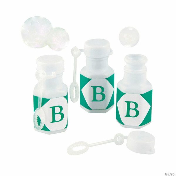 Bubbles |   Bulk 48 Pc. Personalized Mini Monogram with White Bubble Bottles Bubbles Bubbles