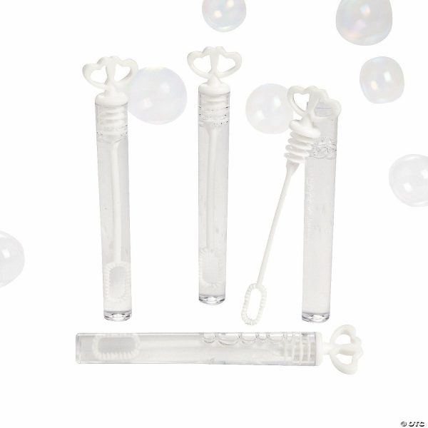 Bubbles |   Mini White Heart Bubble Tubes – 24 Pc. Bubbles Bubbles