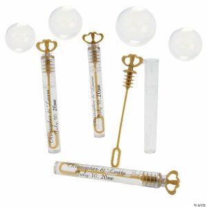 Bubbles |   Personalized Mini Gold Heart Bubble Tubes – 24 Pc. Gold Bubbles Bubbles