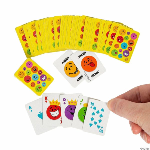 Card Games & Playing Cards |   1 1/2″ Mini Colorful Smile Face Paper Playing Card Decks – 12 Pc. Card Games & Playing Cards Card Games & Playing Cards