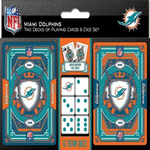 Card Games & Playing Cards |   Miami Dolphins – 2-Pack Playing Cards & Dice Set Card Games & Playing Cards Card Games & Playing Cards