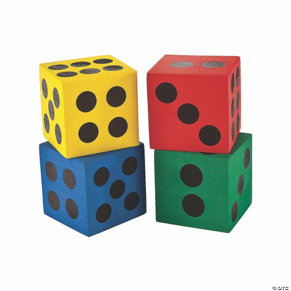 Dominoes & Tile Games |   2 1/2″ Foam Primary Colors Jumbo Six-Sided Dice Sets – 12 Pc. Dominoes & Tile Games Dominoes & Tile Games