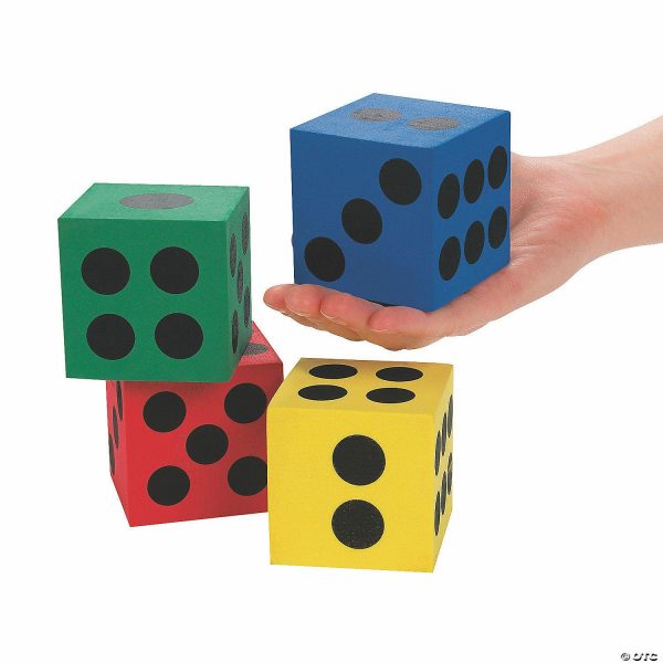 Dominoes & Tile Games |   2 1/2″ Foam Primary Colors Jumbo Six-Sided Dice Sets – 12 Pc. Dominoes & Tile Games Dominoes & Tile Games