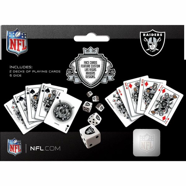 Dominoes & Tile Games |   Las Vegas Raiders NFL 2-Pack Playing cards & Dice set Card Games & Playing Cards Card Games & Playing Cards