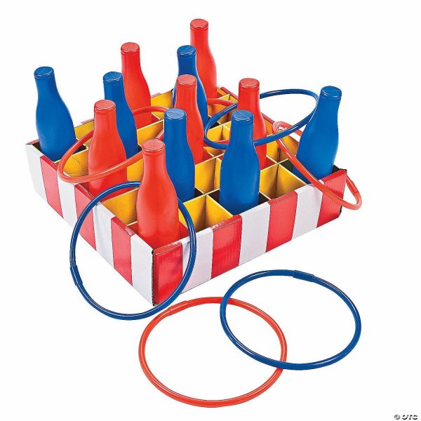 Dominoes & Tile Games |   Red, White & Blue Carnival Bottle Ring Toss Game – 25 Pc. Bean Bag & Ring Toss Bean Bag & Ring Toss