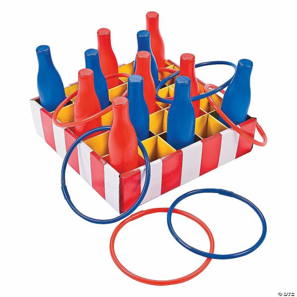 Dominoes & Tile Games |   Red, White & Blue Carnival Bottle Ring Toss Game – 25 Pc. Bean Bag & Ring Toss Bean Bag & Ring Toss