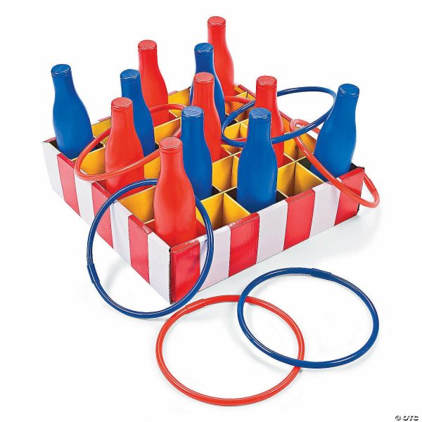 Dominoes & Tile Games |   Red, White & Blue Carnival Bottle Ring Toss Game – 25 Pc. Bean Bag & Ring Toss Bean Bag & Ring Toss