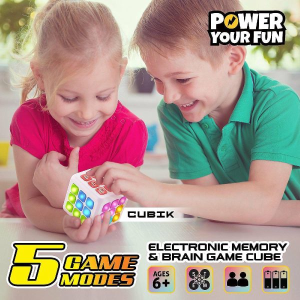 Electronic Toys |   Power Your Fun Cubik LED Flashing Cube Memory Game- White Electronic Toys Electronic Toys