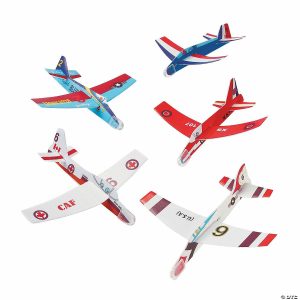 Flying Toys |   6 3/4″ x 7″ Bulk 48 Pc. Airplanes from Around the World Foam Gliders Flying Toys Flying Toys