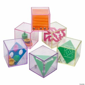 Games |   1 1/2″ Mini Glitter Cube Clear Plastic Brain Teasers – 24 Pc. Dominoes & Tile Games Dominoes & Tile Games