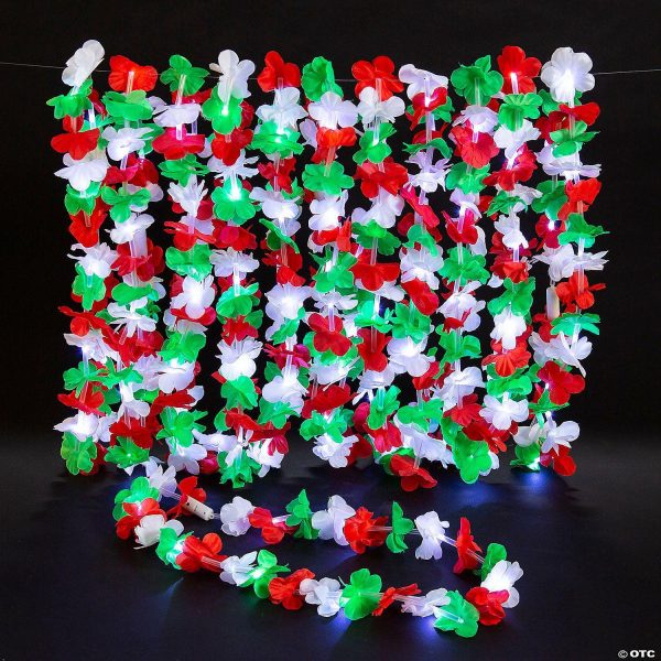 Glow in the Dark Products |   Christmas Flashing Light-Up Polyester Leis – 12 Pc. Glow in the Dark Products Glow in the Dark Products