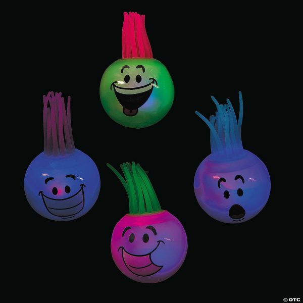 Glow in the Dark Products |   Mini Light-Up Funny Face Bouncy Ball Assortment – 12 Pc. Glow in the Dark Products Balls