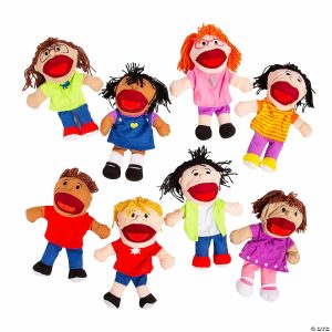 Hand & Finger Puppets |   14″ Happy Kids Stuffed Hand Puppets with Movable Mouths -8 Pc. Hand & Finger Puppets Hand & Finger Puppets