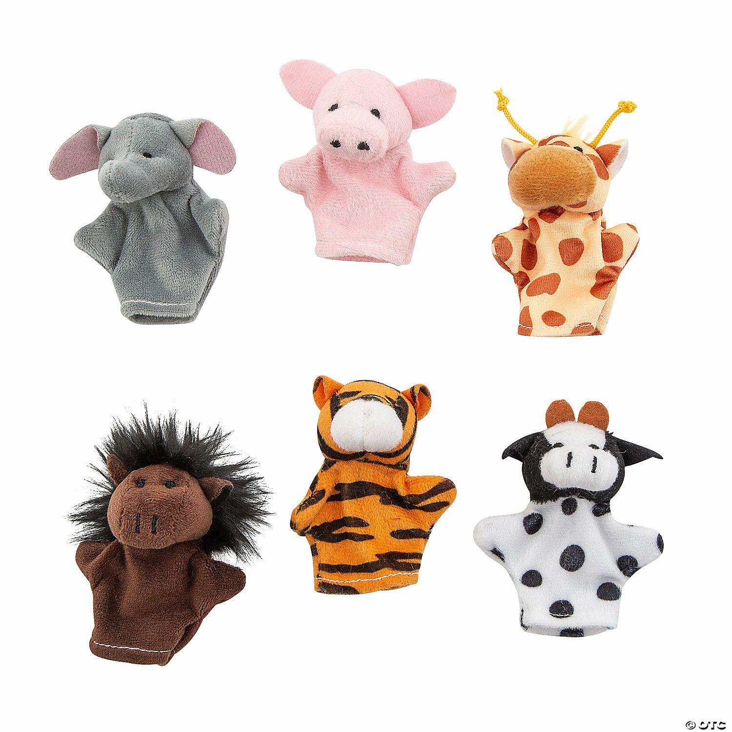 Hand & Finger Puppets |   Mini Jungle & Farm Animal Stuffed Finger Puppets – 12 Pc. Hand & Finger Puppets Hand & Finger Puppets