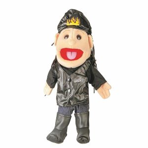 Hand & Finger Puppets |   Sunny Toys GL3814 14 In. Biker In Leather Jeans – Female- Glove Puppet Hand & Finger Puppets Hand & Finger Puppets