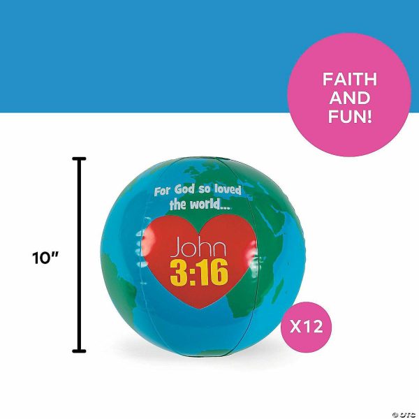 Inflatables |   Inflatable 10″ God Loves the World Medium Vinyl Globes – 12 Pc. Balls Balls