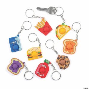 Key Chains |   1 1/2″ Bulk 48 Pc. Mini Lotsa Pops Popping Toy Food Rubber Keychain Assortment Glow in the Dark Products Key Chains