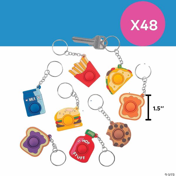 Key Chains |   1 1/2″ Bulk 48 Pc. Mini Lotsa Pops Popping Toy Food Rubber Keychain Assortment Glow in the Dark Products Key Chains