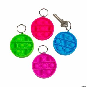 Key Chains |   2 1/4″ Mini Bright Colors Round Lotsa Pops Popping Toy Keychains – 12 Pc. Glow in the Dark Products Key Chains